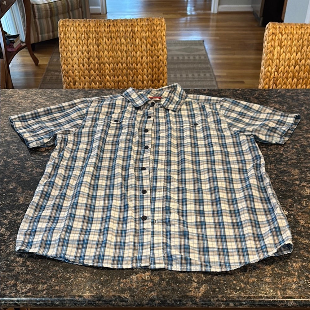 The North Face Blue and White Casual Button Down Shirt